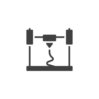 3D yazdırma vektör simgesi. Mobil konsept ve web tasarımı için düz tabela. 3D yazıcı kabartma simgesi. Sembol, logo çizimi. Vektör grafikleri