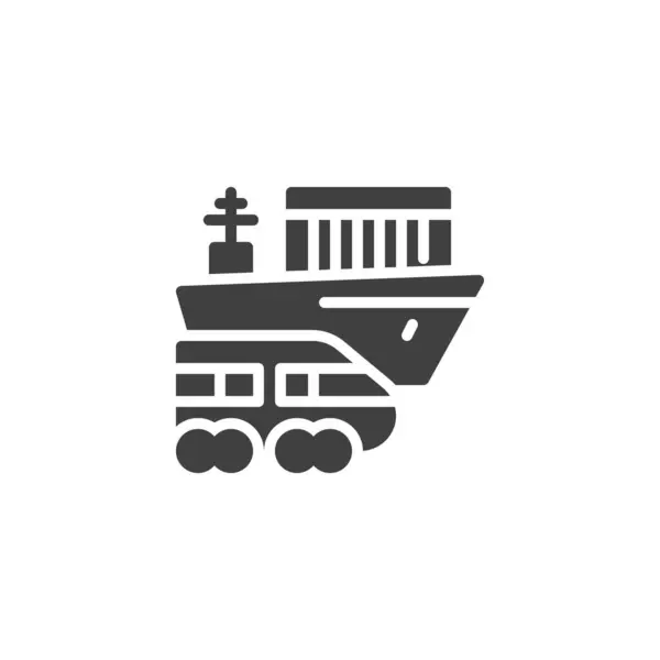 Cargo Ship Train Vector Icon Filled Flat Sign Mobile Concept — Stock Vector