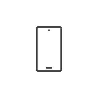 Akıllı telefon hattı simgesi. Mobil konsept ve web tasarımı için cep telefonu doğrusal işareti. Cep telefonu ana hatları vektör simgesi. Telefon sembolü, logo çizimi. Vektör grafikleri