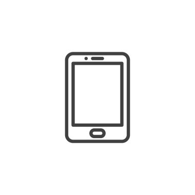 Tablet aygıtı satır simgesi. Mobil konsept ve web tasarımı için doğrusal biçim işareti. Dijital tablet ana hatlı vektör simgesi. Taşınabilir dokunmatik ekran bilgisayar sembolü, logo çizimi. Vektör grafikleri