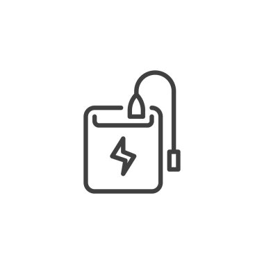 Power Bank hat simgesi. Mobil konsept ve web tasarımı için doğrusal biçim işareti. Taşınabilir pil ana hatlı vektör simgesi. Sembol, logo çizimi. Vektör grafikleri