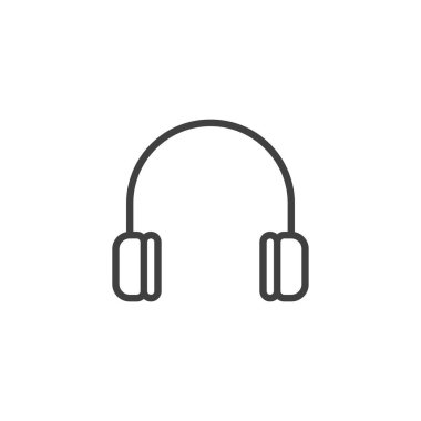 Kablosuz kulaklık hattı simgesi. Mobil konsept ve web tasarımı için doğrusal biçim işareti. Kulaklıklar vektör simgesini çizer. Sembol, logo çizimi. Vektör grafikleri