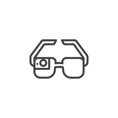 AR gözlükleri çizgisi simgesi. Mobil konsept ve web tasarımı için doğrusal biçim işareti. Artırılmış gerçeklik gözlükleri vektör simgesini belirler. Sembol, logo çizimi. Vektör grafikleri