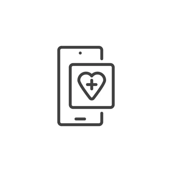 Ikon Mobile Health App Tanda Gaya Linier Untuk Konsep Mobile Grafik Vektor