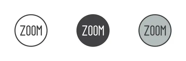 Butonul Modul Zoom Set Pictograme Diferite Stil Linie Glifă Schiță — Vector de stoc
