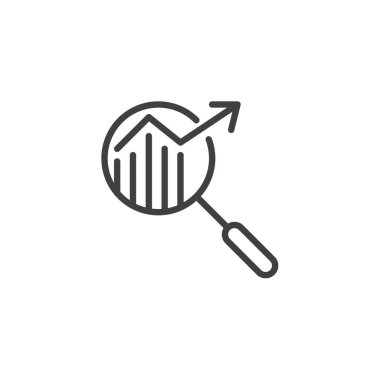 Veri analiz çizgisi simgesi. Mobil konsept ve web tasarımı için doğrusal ve grafiksel tabela. İstatistiksel analiz ana hatları vektör simgesi. Sembol, logo çizimi. Vektör grafikleri