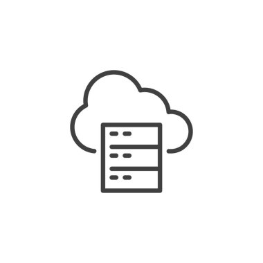 Bulut Depolama çizgisi simgesi. Mobil konsept ve web tasarımı için doğrusal biçim işareti. Veri Bulutu Bilgisayar ana hatlı vektör simgesi. Sembol, logo çizimi. Vektör grafikleri