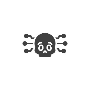 Siber saldırı vektör simgesi. Mobil konsept ve web tasarımı için düz tabela. Siber Tehdit simgesi simgesi. Siber güvenlik sembolü, logo çizimi. Vektör grafikleri