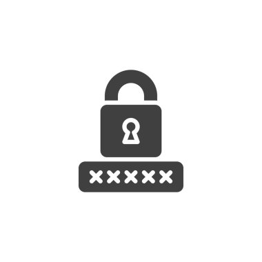 Şifre kodu ve vektör simgesini kilitle. Mobil konsept ve web tasarımı için düz tabela. Şifre Güvenlik simgesi. Sembol, logo çizimi. Vektör grafikleri