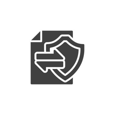 Özel dosya vektör simgesini gönder. Mobil konsept ve web tasarımı için düz tabela. Dosya Aktarım simgesini emniyete al. Siber güvenlik sembolü, logo çizimi. Vektör grafikleri