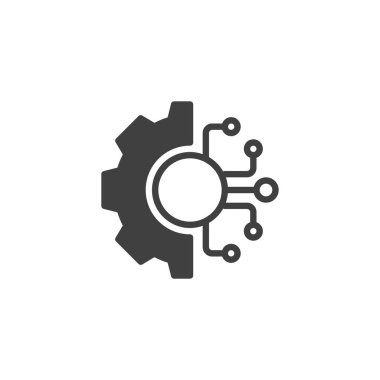 Dijital teknoloji vektör simgesi. Mobil konsept ve web tasarımı için düz tabela. Dijital Dönüşüm sembolü. Yapay zeka teknolojisi sembolü, logo çizimi. Vektör grafikleri