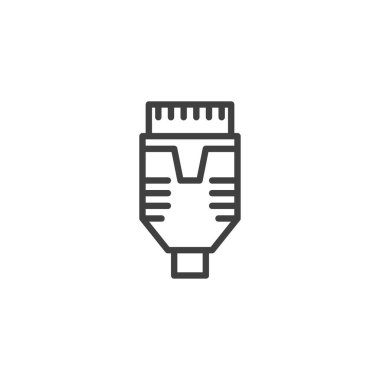 Ethernet Kablo Hattı simgesi. Mobil konsept ve web tasarımı için doğrusal biçim işareti. Ağ kablosu çizgisi vektör simgesi. Sembol, logo çizimi. Vektör grafikleri