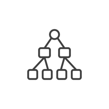 Ağ Diyagramı çizgi simgesi. Mobil konsept ve web tasarımı için doğrusal biçim işareti. Ağ diyagramı bağlantıları ana hat vektör simgesi. Sembol, logo çizimi. Vektör grafikleri