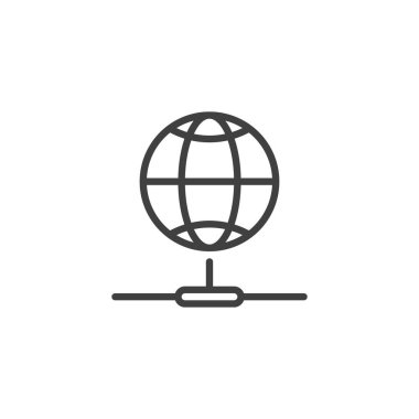 Ağ Protokolü çizgi simgesi. Mobil konsept ve web tasarımı için doğrusal biçim işareti. İnternet ağ bağlantısı ana hatları vektör simgesi. Sembol, logo çizimi. Vektör grafikleri