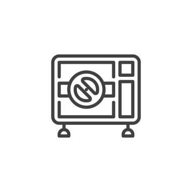 Sterilizasyon makinesi çizgi simgesi. Mobil konsept ve web tasarımı için doğrusal biçim işareti. Otoklavye makine ana hatları vektör simgesi. Sembol, logo çizimi. Vektör grafikleri