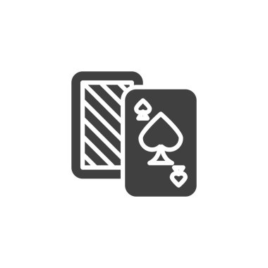 Poker As Kartı vektör simgesi. Mobil konsept ve web tasarımı için düz tabela. Maça ası simgesiyle iskambil oynuyorum. Sembol, logo çizimi. Vektör grafikleri
