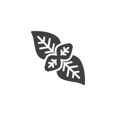 Basil yaprağı vektör simgesi. Mobil konsept ve web tasarımı için düz tabela. Fesleğen yaprağı sembolü. Sembol, logo çizimi. Vektör grafikleri