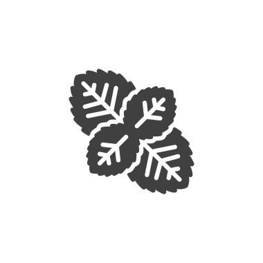 Nane yaprağı vektör simgesi. Mobil konsept ve web tasarımı için düz tabela. Nane yaprakları kabartma simgesi. Sembol, logo çizimi. Vektör grafikleri