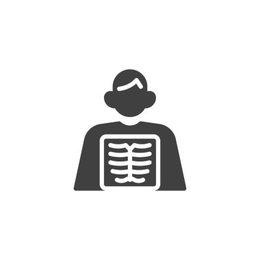 Vücut x-ışını vektör ikonu. Mobil konsept ve web tasarımı için düz tabela. Göğüs röntgeni simgesi taraması. Sembol, logo çizimi. Vektör grafikleri