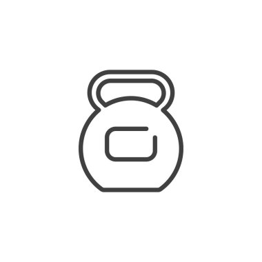 Kettlebell çizgisi simgesi. Mobil konsept ve web tasarımı için doğrusal biçim işareti. Kettlebell ana hatlı vektör simgesi. Jimnastik sembolü, logo çizimi. Vektör grafikleri