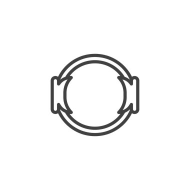 Pilates Halkası simgesi. Mobil konsept ve web tasarımı için doğrusal biçim işareti. Esnek halka ana hat vektör simgesi. Sembol, logo çizimi. Vektör grafikleri