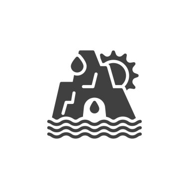 Kutup buzulu erime vektör simgesi. Mobil konsept ve web tasarımı için düz tabela. Ice Cap Eritme simgesi. Sembol, logo çizimi. Vektör grafikleri