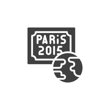 Paris Anlaşması vektör simgesi. Mobil konsept ve web tasarımı için düz tabela. Paris iklim değişikliği anlaşması simgesi. Sembol, logo çizimi. Vektör grafikleri