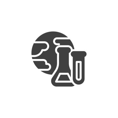 Küre ve tüp vektör ikonu. Mobil konsept ve web tasarımı için düz tabela. İklim Bilimi sembolü. Bilimsel araştırma sembolü, logo çizimi. Vektör grafikleri