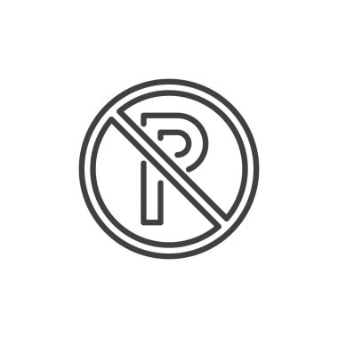 Park yeri işareti simgesi yok. Otopark işareti ana hat vektör simgesi yok. Sembol, logo çizimi. Vektör grafikleri