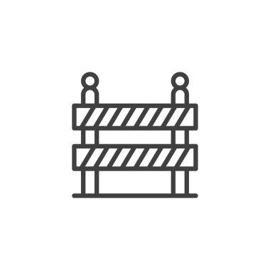 Yol bloğu simgesi. Mobil konsept ve web tasarımı için doğrusal biçim işareti. Yol bariyeri vektör simgesi. Sınır sembolü, logo illüstrasyonu. Vektör grafikleri