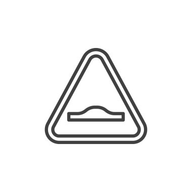 Hız Tümseği işaret çizgisi simgesi. Mobil konsept ve web tasarımı için doğrusal biçim işareti. Hız Çarpışması Yol Tasarımı vektör simgesi. Sembol, logo çizimi. Vektör grafikleri