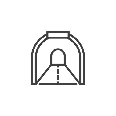 Tünel giriş hattı simgesi. Mobil konsept ve web tasarımı için doğrusal biçim işareti. Yol tüneli vektör simgesi. Sembol, logo çizimi. Vektör grafikleri