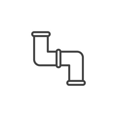 Tesisat hattı ikonu. Mobil konsept ve web tasarımı için doğrusal biçim işareti. Dirsek borusu ana hat vektör simgesi. Sembol, logo çizimi. Vektör grafikleri