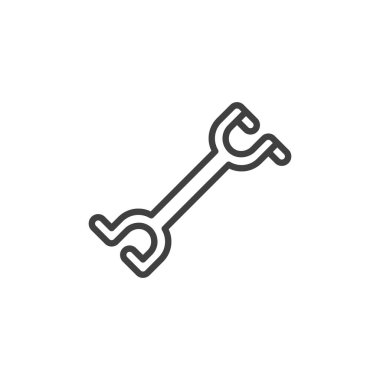 Su pompası anahtar çizgisi simgesi. Mobil konsept ve web tasarımı için doğrusal biçim işareti. Boru Wrench ana hat vektör simgesi yerleştiriliyor. Sembol, logo çizimi. Vektör grafikleri