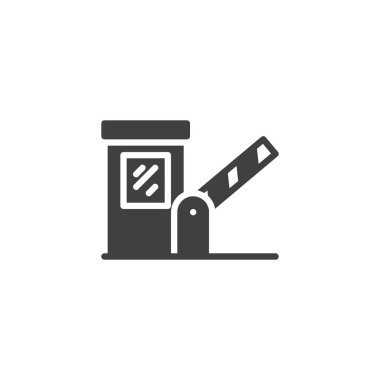 Gişe bariyeri vektör simgesi. Mobil konsept ve web tasarımı için düz tabela. Booth bariyeri sembol simgesi. Sembol, logo çizimi. Vektör grafikleri