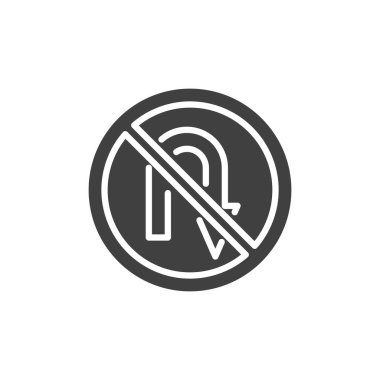 U dönüşü yol işareti vektör simgesi yok. Mobil konsept ve web tasarımı için düz tabela. U-Dönüşü İşareti simgesi yok. Sembol, logo çizimi. Vektör grafikleri