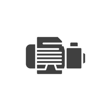 Su pompası vektör simgesi. Mobil konsept ve web tasarımı için düz tabela. Elektrikli su pompası kabartma simgesi. Sembol, logo çizimi. Vektör grafikleri