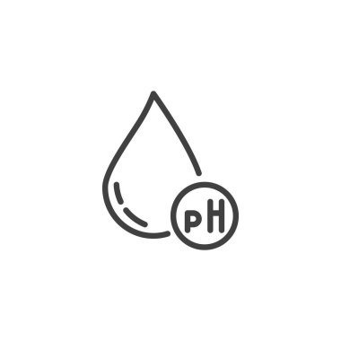 pH Denge Çizgisi simgesi. Mobil konsept ve web tasarımı için doğrusal biçim işareti. pH su damlası vektör simgesi. Sembol, logo çizimi. Vektör grafikleri