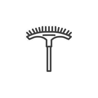 Havuz fırçası çizgisi simgesi. Mobil konsept ve web tasarımı için doğrusal biçim işareti. Yüzme havuzu temizleme fırçası taslak vektör simgesi. Sembol, logo çizimi. Vektör grafikleri