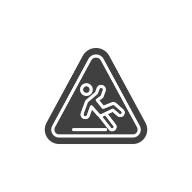 Islak zemin uyarı vektör simgesi. Mobil konsept ve web tasarımı için düz tabela. Dikkat Islak Döşeme sembolü. Sembol, logo çizimi. Vektör grafikleri