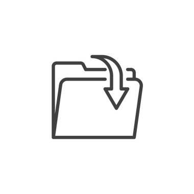 Dizin satır simgesini aç. Mobil konsept ve web tasarımı için doğrusal biçim işareti. Ok ana hatlı vektör simgesine sahip dosya dizini. Sembol, logo çizimi. Vektör grafikleri