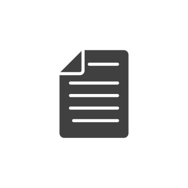 Belge dosya vektör simgesi. Mobil konsept ve web tasarımı için düz tabela. Metin sembollü kağıt yaprağı. Sembol, logo çizimi. Vektör grafikleri