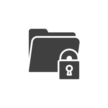 Dosya dizin vektör simgesini emniyete al. Mobil konsept ve web tasarımı için düz tabela. Kilit simgesi olan dizin. Veri güvenliği sembolü, logo çizimi. Vektör grafikleri
