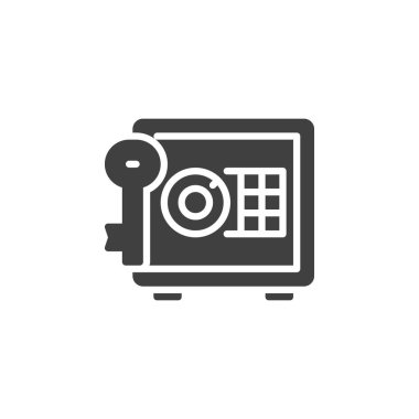 Kasa ya da anahtar vektör ikonu ile güvenli. Mobil konsept ve web tasarımı için düz tabela. Güvenli Şifre Yöneticisi simgesi. Sembol, logo çizimi. Vektör grafikleri