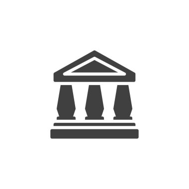 Sütun vektör simgesi olan banka binası. Mobil konsept ve web tasarımı için düz tabela. Bank Building sembol simgesi. Sembol, logo çizimi. Vektör grafikleri