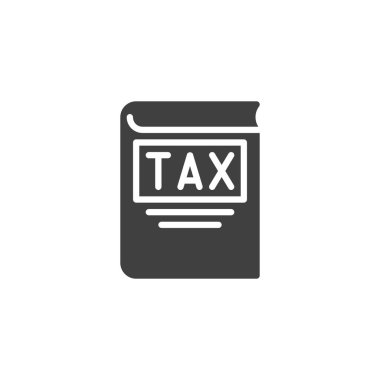 Kapak vektör ikonu üzerinde Vergi Kodu olan bir kitap. Mobil konsept ve web tasarımı için düz tabela. Vergi kodu simgesi. Sembol, logo çizimi. Vektör grafikleri