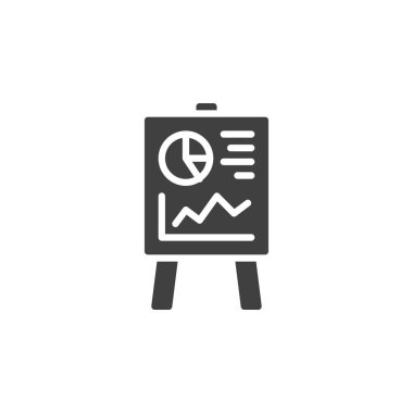 Grafik vektör simgesiyle sunum tahtası. Mobil konsept ve web tasarımı için düz tabela. İş sunum simgesi simgesi. Sembol, logo çizimi. Vektör grafikleri