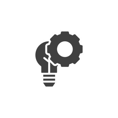 Vites vektör ikonlu ampul. Mobil konsept ve web tasarımı için düz tabela. İnovasyon sembolü. Sembol, logo çizimi. Vektör grafikleri