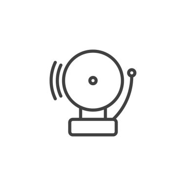 Okul Çanı çizgisi simgesi. Mobil konsept ve web tasarımı için doğrusal biçim işareti. Okul çanı ana hatlı vektör simgesini çalıyor. Sembol, logo çizimi. Vektör grafikleri