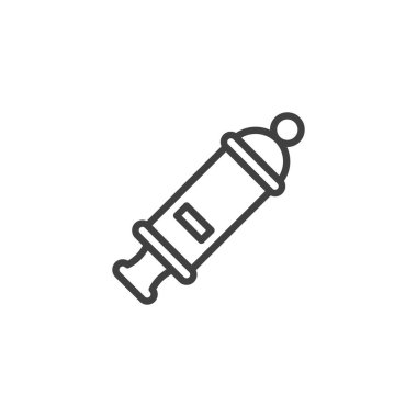 Beden Eğitimi Islık Çizgisi simgesi. Mobil konsept ve web tasarımı için doğrusal biçim işareti. Hakem düdüğü ana hatlı vektör simgesi. Sembol, logo çizimi. Vektör grafikleri